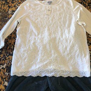 JJill white cotton top NWT
